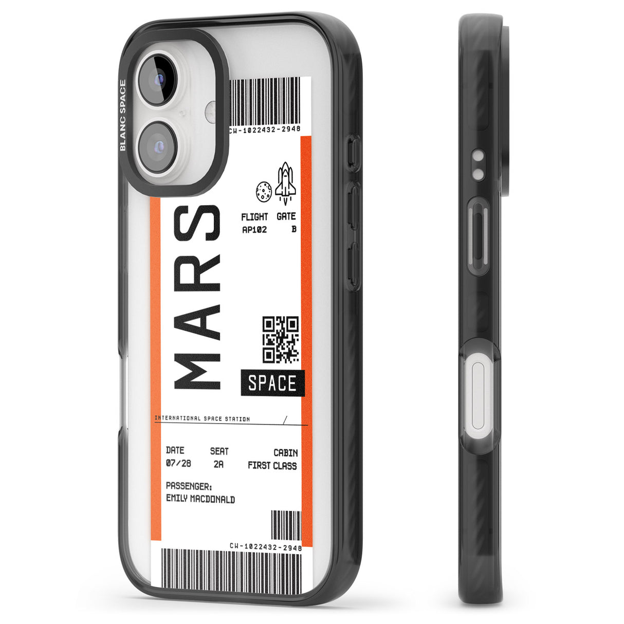 iPhone 16 Pro Max Personalised Mars Space Travel Ticket Black Impact Phone Case