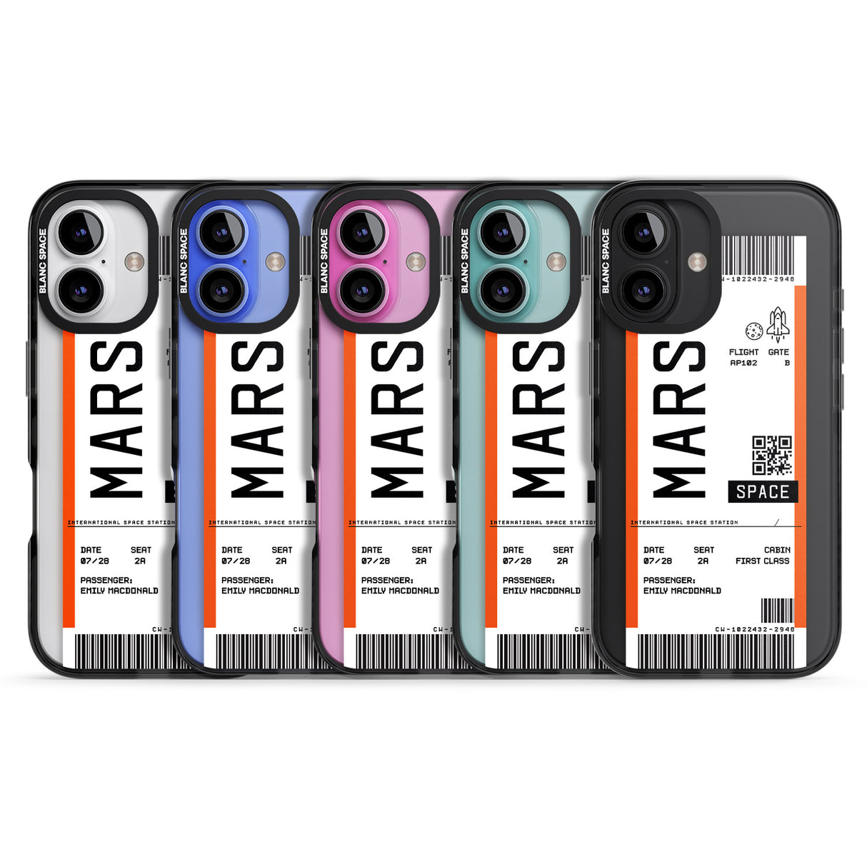 iPhone 16 Pro Max Personalised Mars Space Travel Ticket Black Impact Phone Case