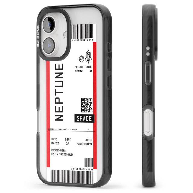 iPhone 16 Pro Max Personalised Neptune Space Travel Ticket Black Impact Phone Case