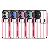 iPhone 16 Pro Max Personalised Pink Stripes Black Impact Phone Case