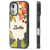 iPhone 16 Pro Max Personalised Vintage Fruits Black Impact Phone Case + Magsafe