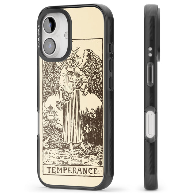 iPhone 16 Pro Max Personalised Temperance Tarot Card - Solid Cream Black Impact Phone Case