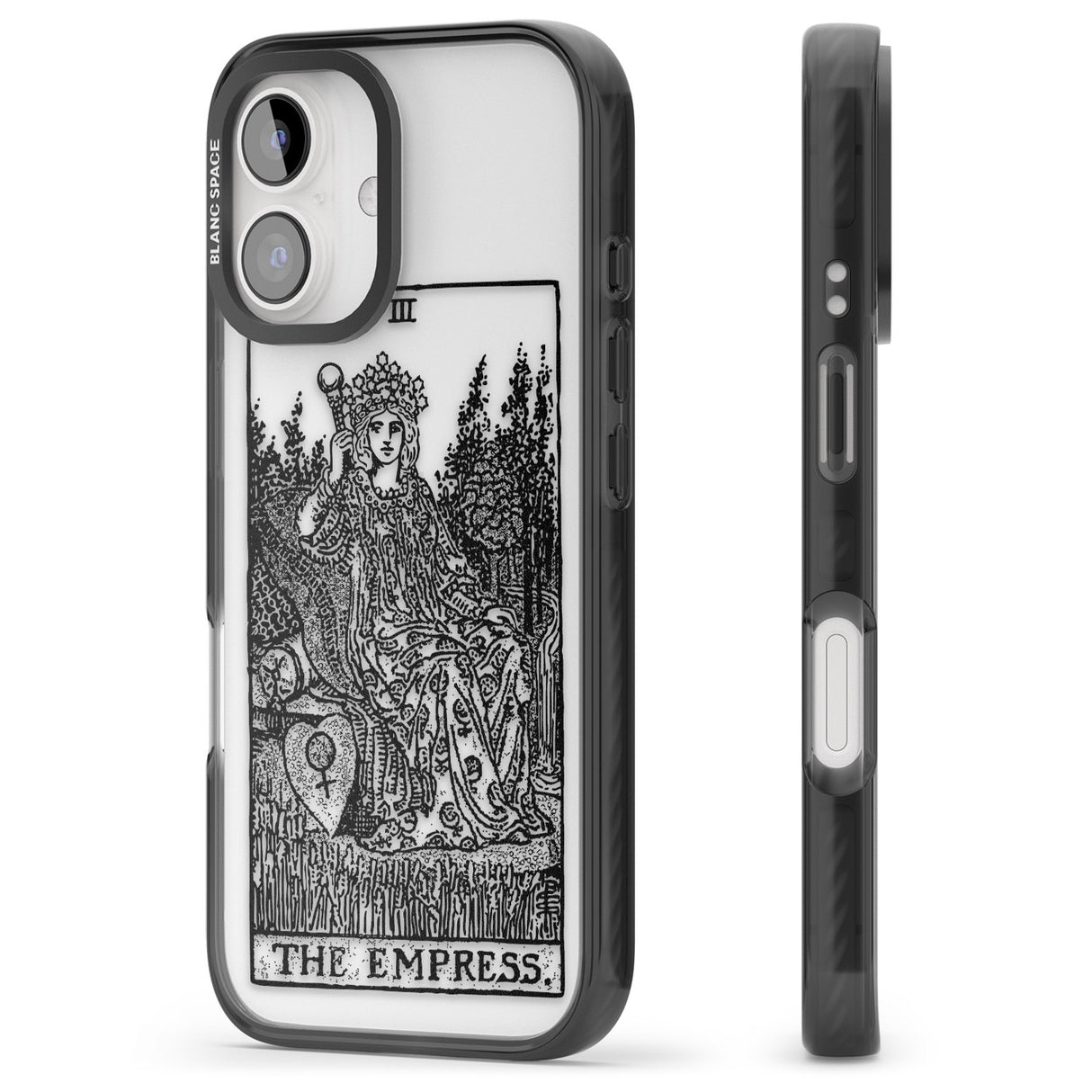 iPhone 16 Pro Max Personalised The Empress Tarot Card - Transparent Black Impact Phone Case