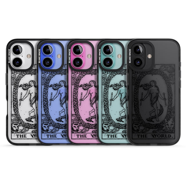 iPhone 16 Pro Max Personalised The World Tarot Card - Transparent Black Impact Phone Case