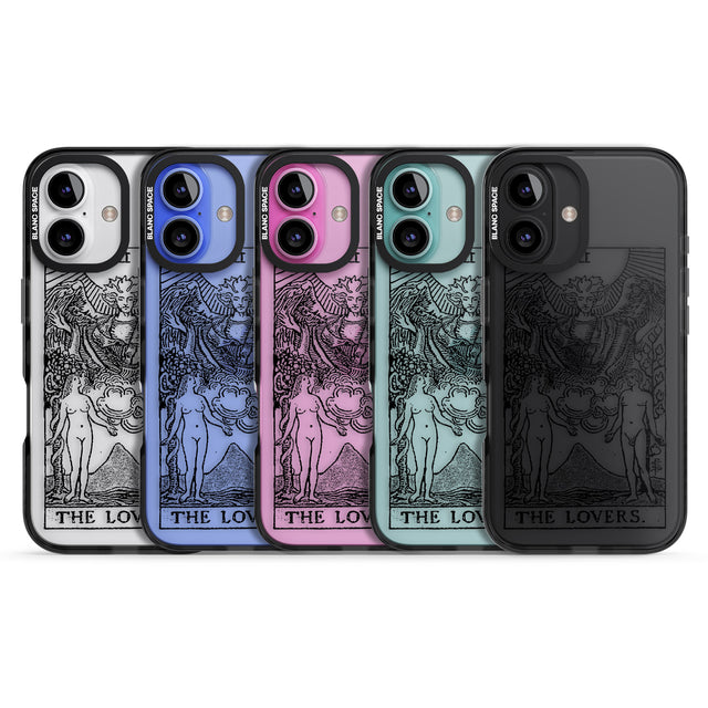 iPhone 16 Pro Max Personalised The Lovers Tarot Card - Transparent Black Impact Phone Case