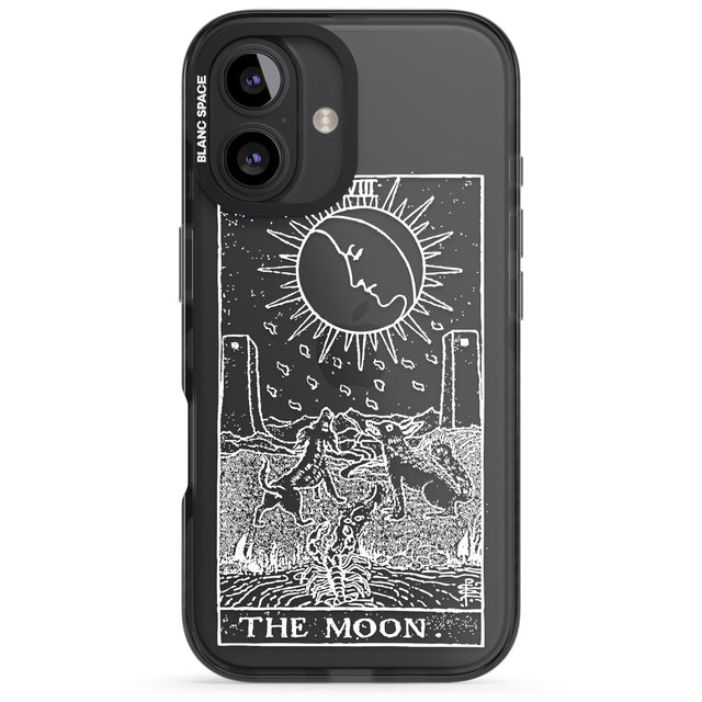 iPhone 16 Pro Max Personalised The Moon Tarot Card - White Transparent Black Impact Phone Case