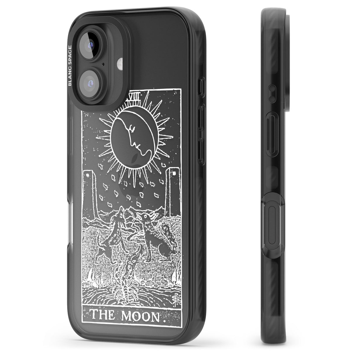 iPhone 16 Pro Max Personalised The Moon Tarot Card - White Transparent Black Impact Phone Case