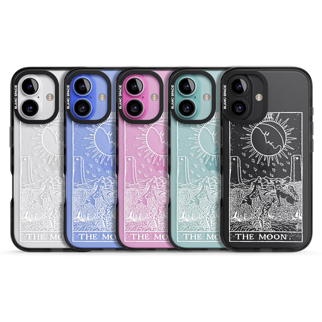 iPhone 16 Pro Max Personalised The Moon Tarot Card - White Transparent Black Impact Phone Case