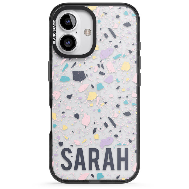 iPhone 16 Pro Max Personalised Terrazzo - Pink, Purple, Blue Black Impact Phone Case