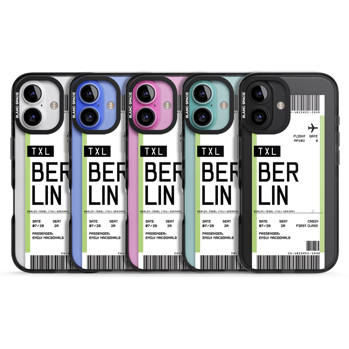 iPhone 16 Pro Max Personalised Berlin Boarding Pass Black Impact Phone Case