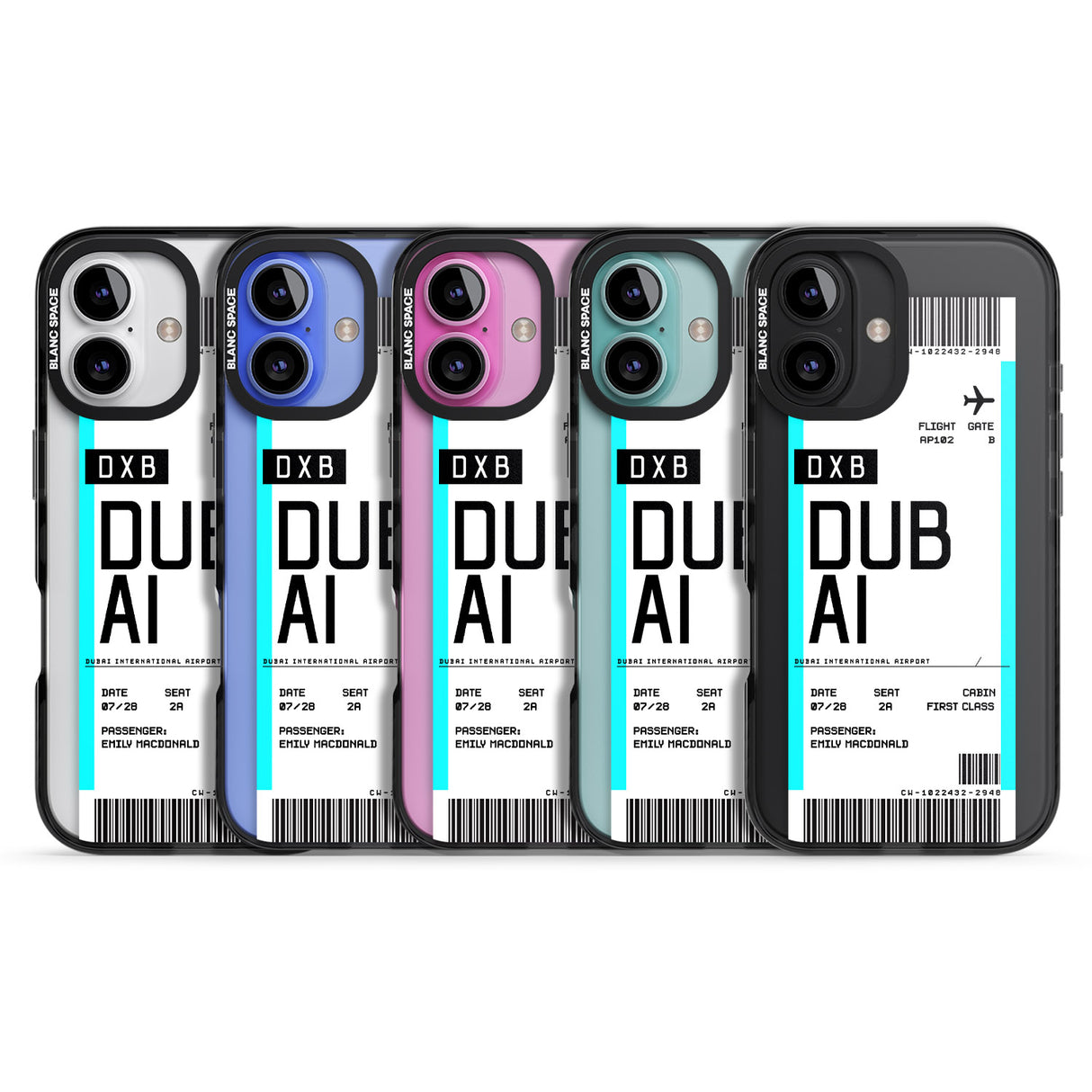 iPhone 16 Pro Max Personalised Dubai Boarding Pass Black Impact Phone Case