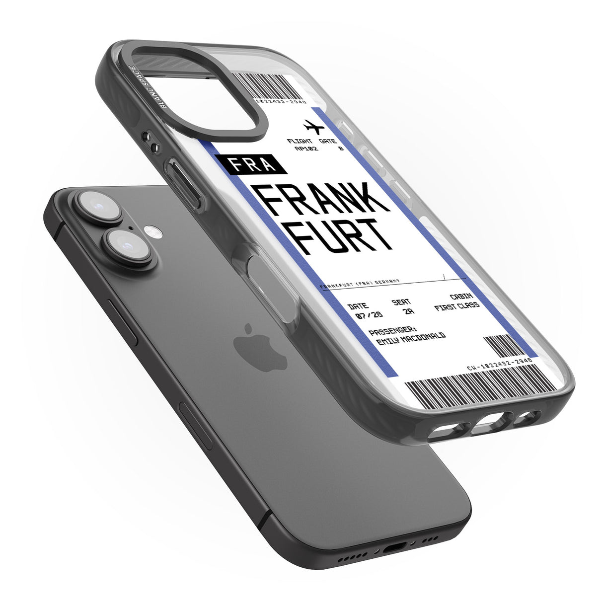 iPhone 16 Pro Max Personalised Frankfurt Boarding Pass Black Impact Phone Case