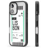 iPhone 16 Pro Max Personalised Lisbon Boarding Pass Black Impact Phone Case