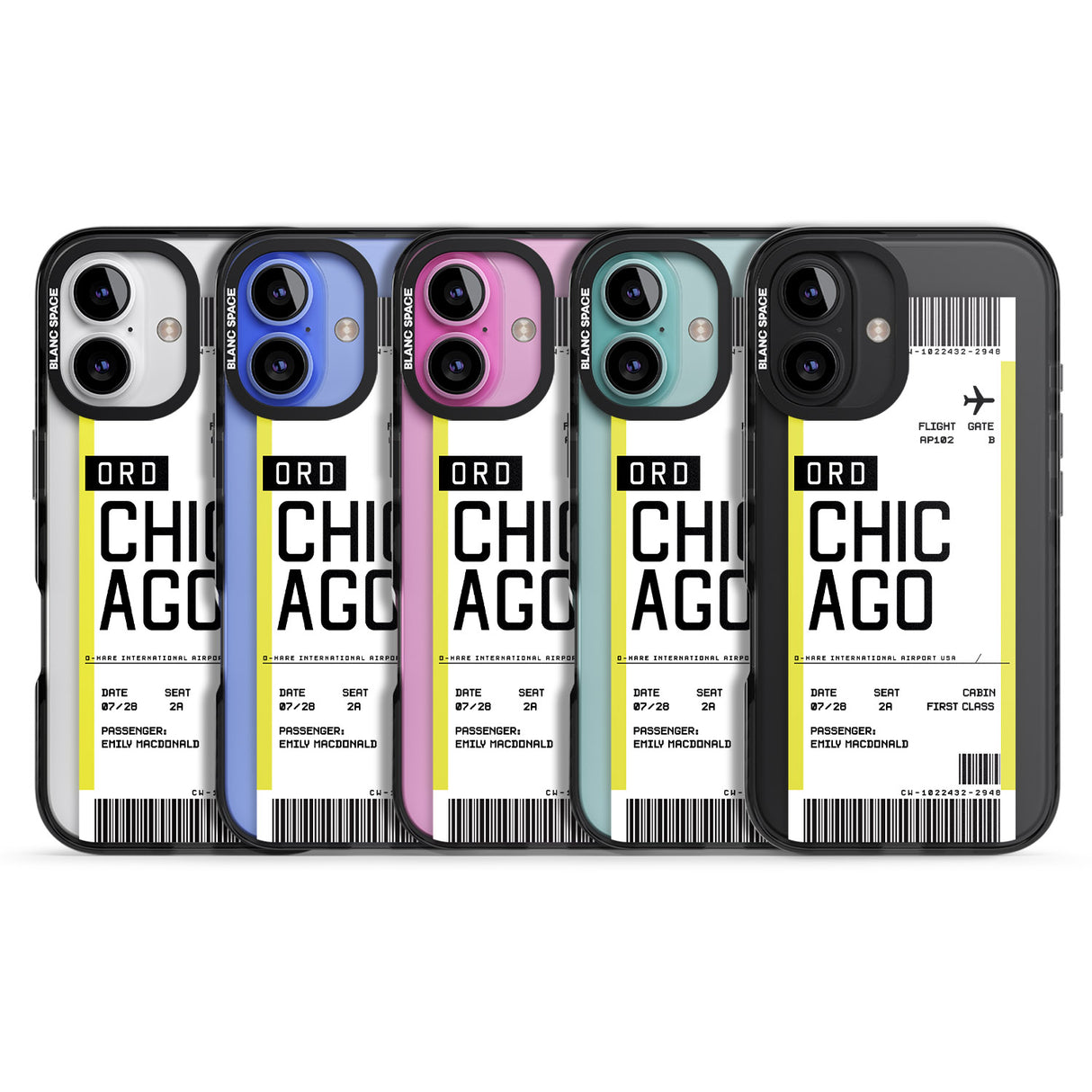 iPhone 16 Pro Max Personalised Chicago Boarding Pass Black Impact Phone Case