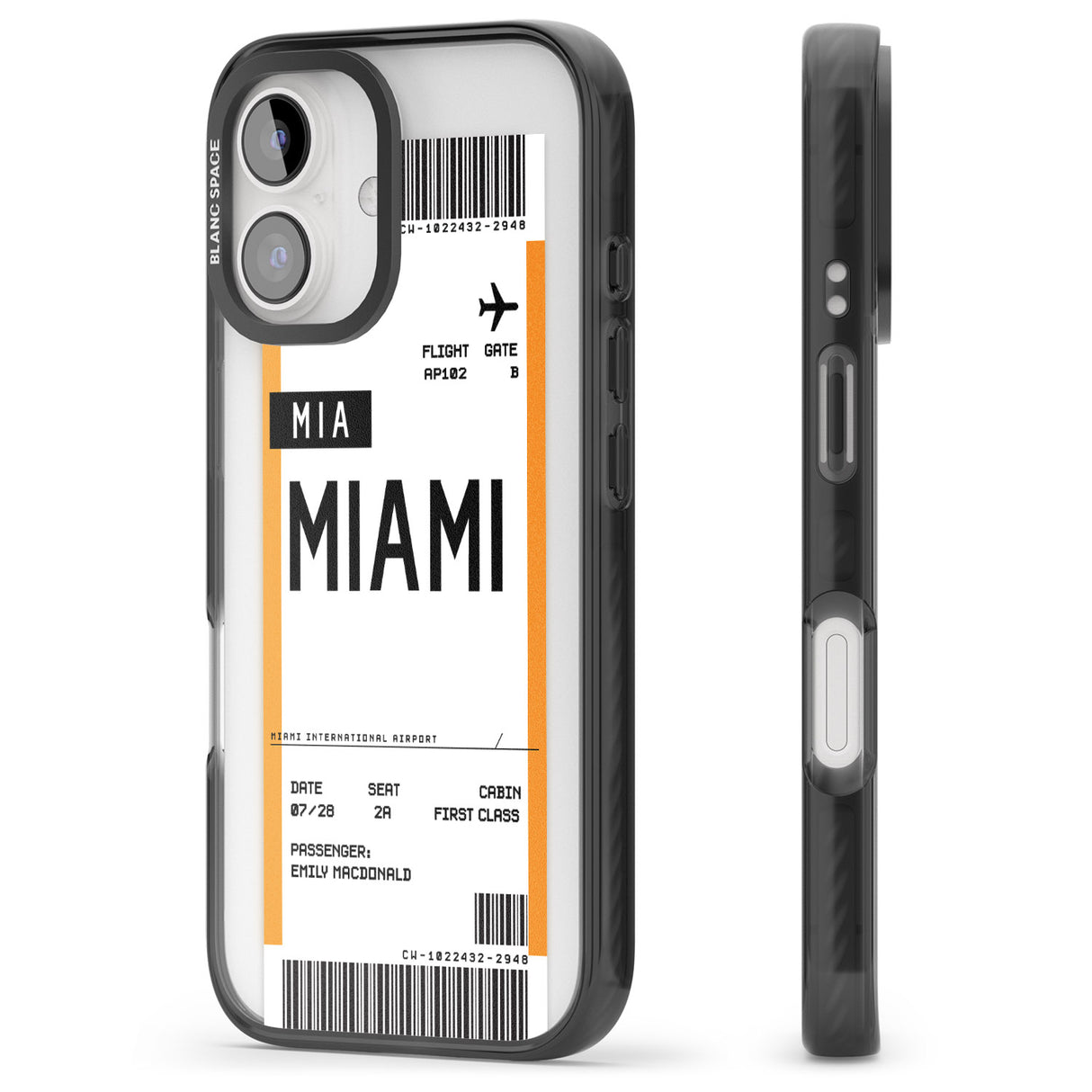 iPhone 16 Pro Max Personalised Miami Boarding Pass Black Impact Phone Case