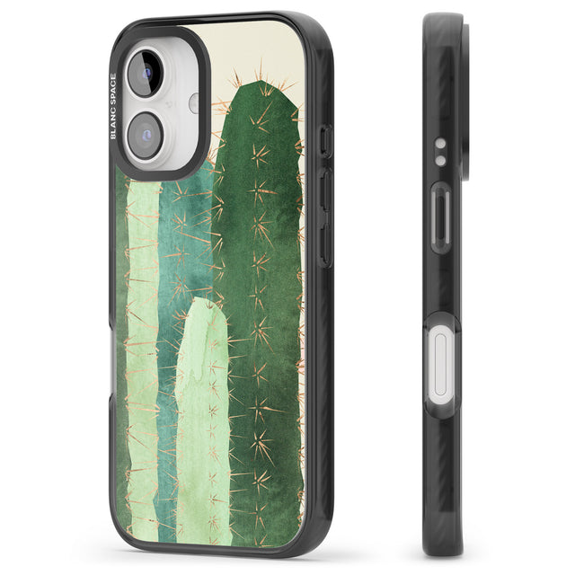 iPhone 16 Pro Max Large Cacti Mix Design Black Impact Phone Case