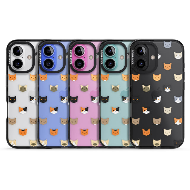 iPhone 16 Pro Max Cute Cat Face Transparent Black Impact Phone Case