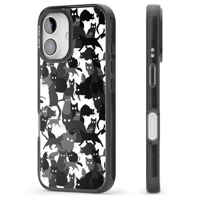 iPhone 16 Pro Max Black & White Cat Camouflage Black Impact Phone Case