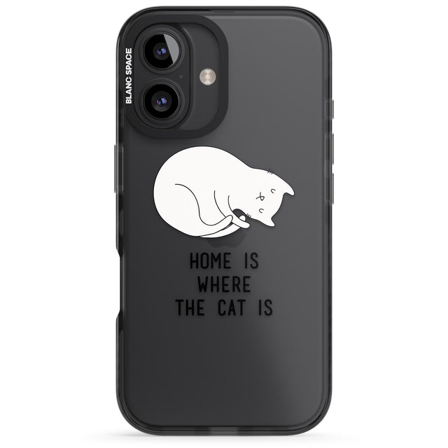 iPhone 16 Pro Max Home Is Where the Cat is Black Impact Phone Case