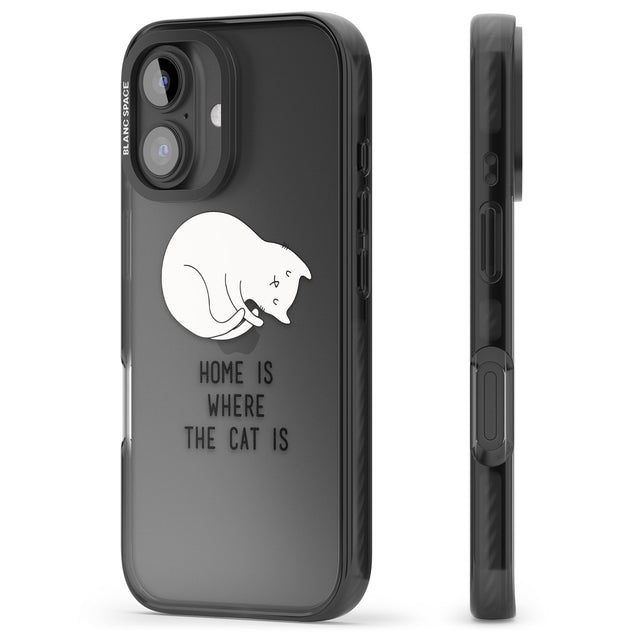 iPhone 16 Pro Max Home Is Where the Cat is Black Impact Phone Case