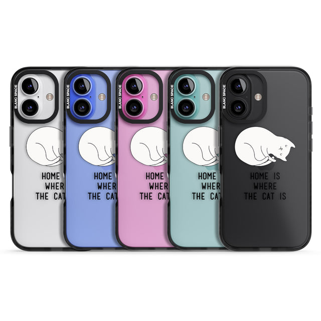 iPhone 16 Pro Max Home Is Where the Cat is Black Impact Phone Case