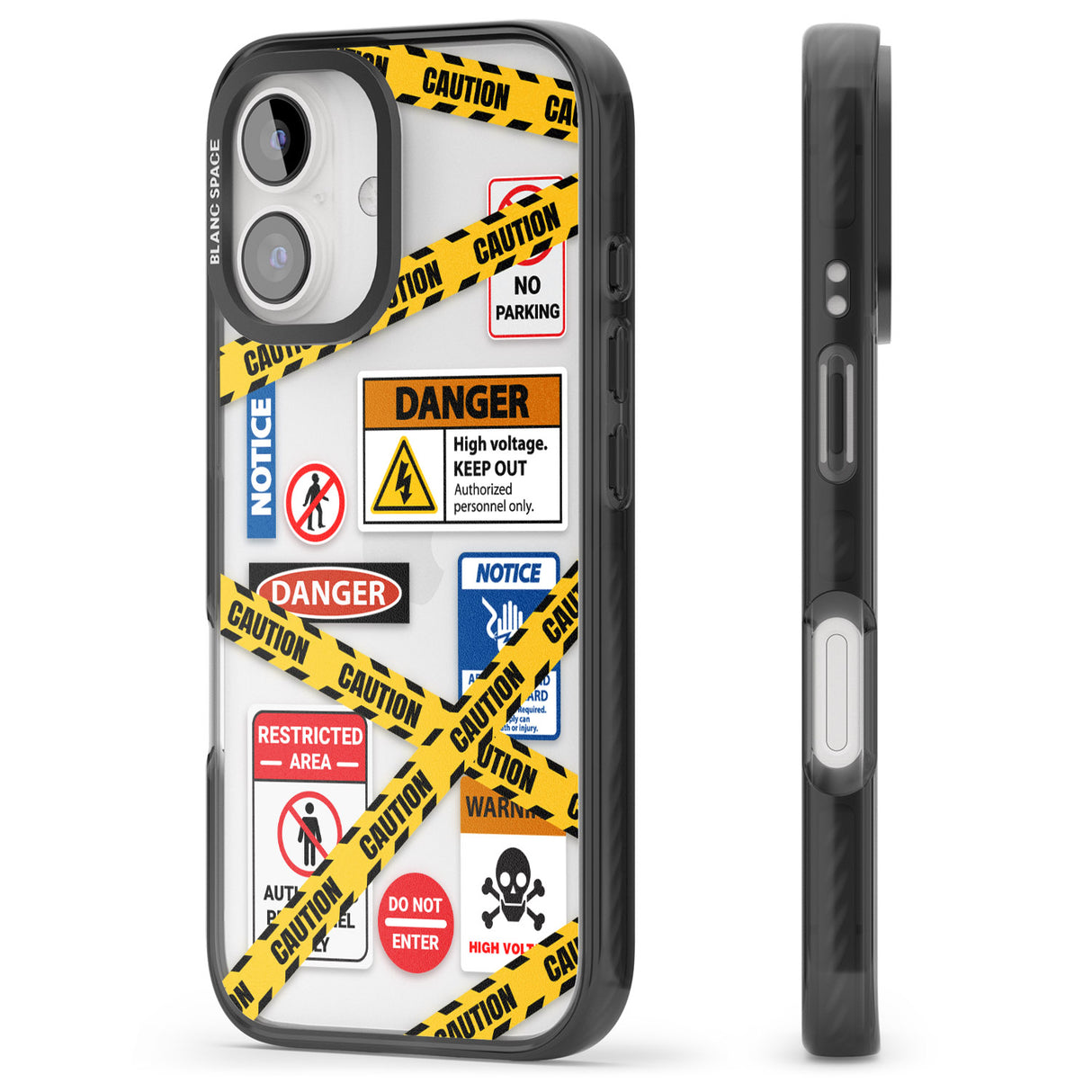 iPhone 16 Pro Max CAUTION Black Impact Phone Case