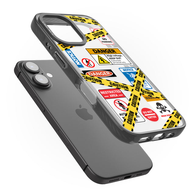 iPhone 16 Pro Max CAUTION Black Impact Phone Case