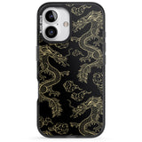 iPhone 16 Pro Max Black and Gold Dragon Pattern Black Impact Phone Case