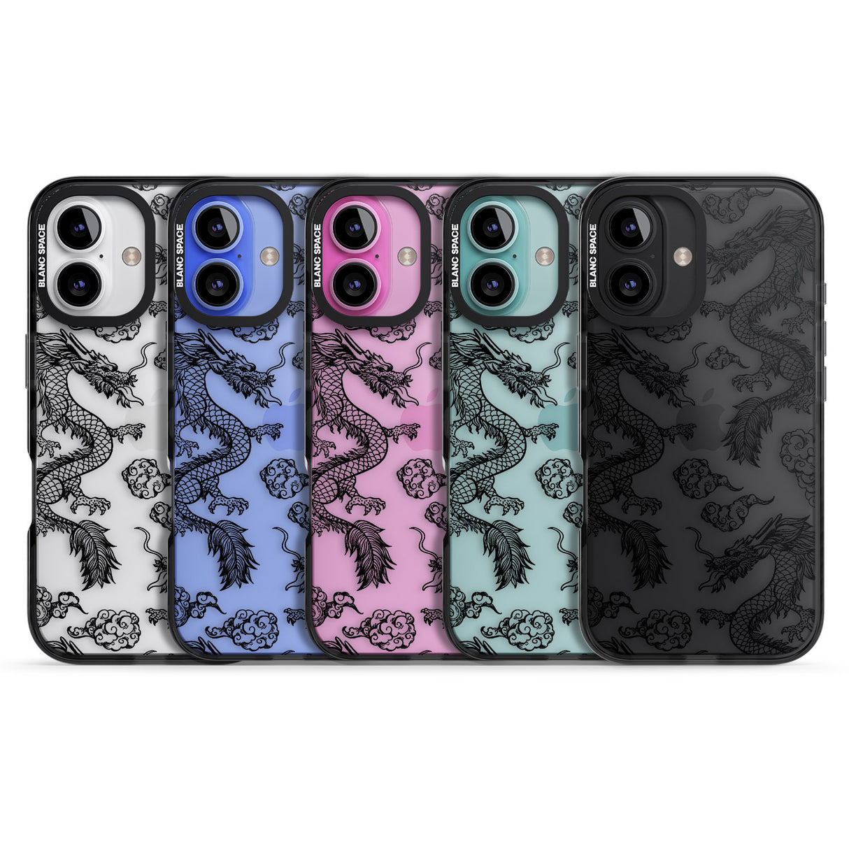 iPhone 16 Pro Max Black Dragon Pattern Black Impact Phone Case