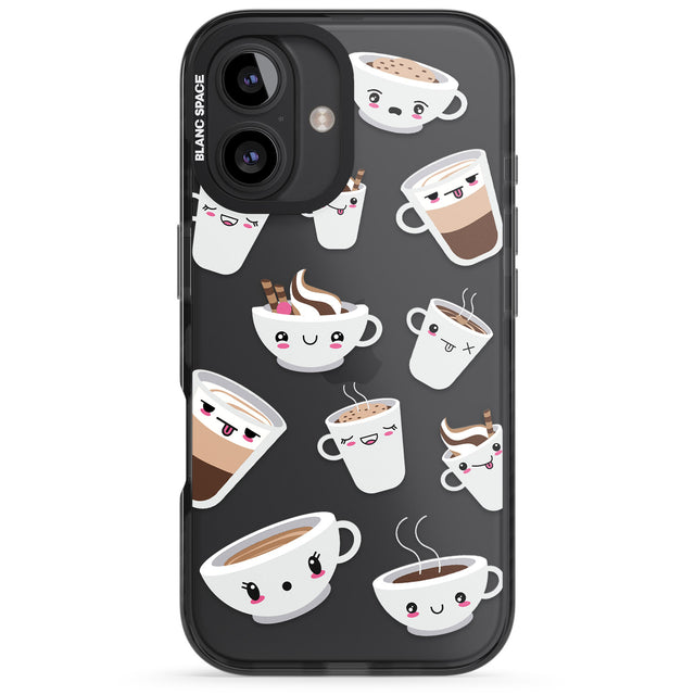 iPhone 16 Pro Max Coffee Faces Black Impact Phone Case