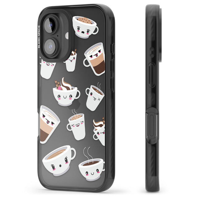 iPhone 16 Pro Max Coffee Faces Black Impact Phone Case