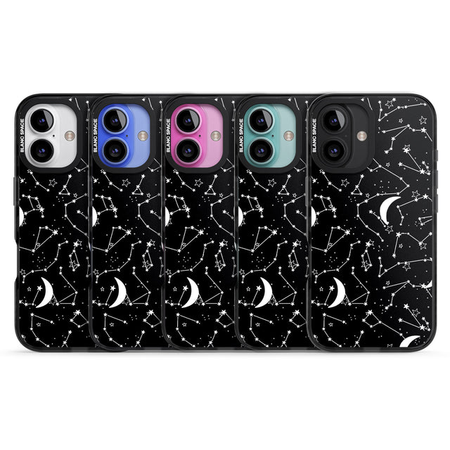 iPhone 16 Pro Max White Stars Constellations on Black Black Impact Phone Case