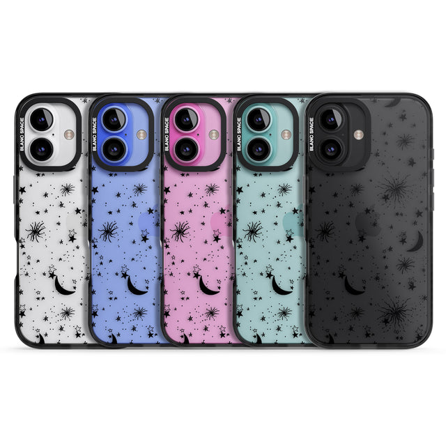 iPhone 16 Pro Max Moons & Stars Black Impact Phone Case