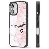 iPhone 16 Pro Max Pink Marble Black Impact Phone Case