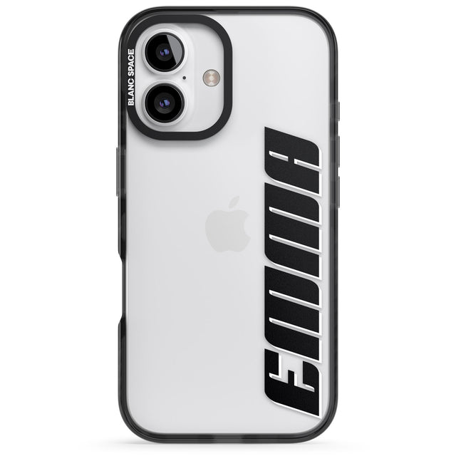 iPhone 16 Pro Max Personalised Clear Text 4A Black Impact Phone Case