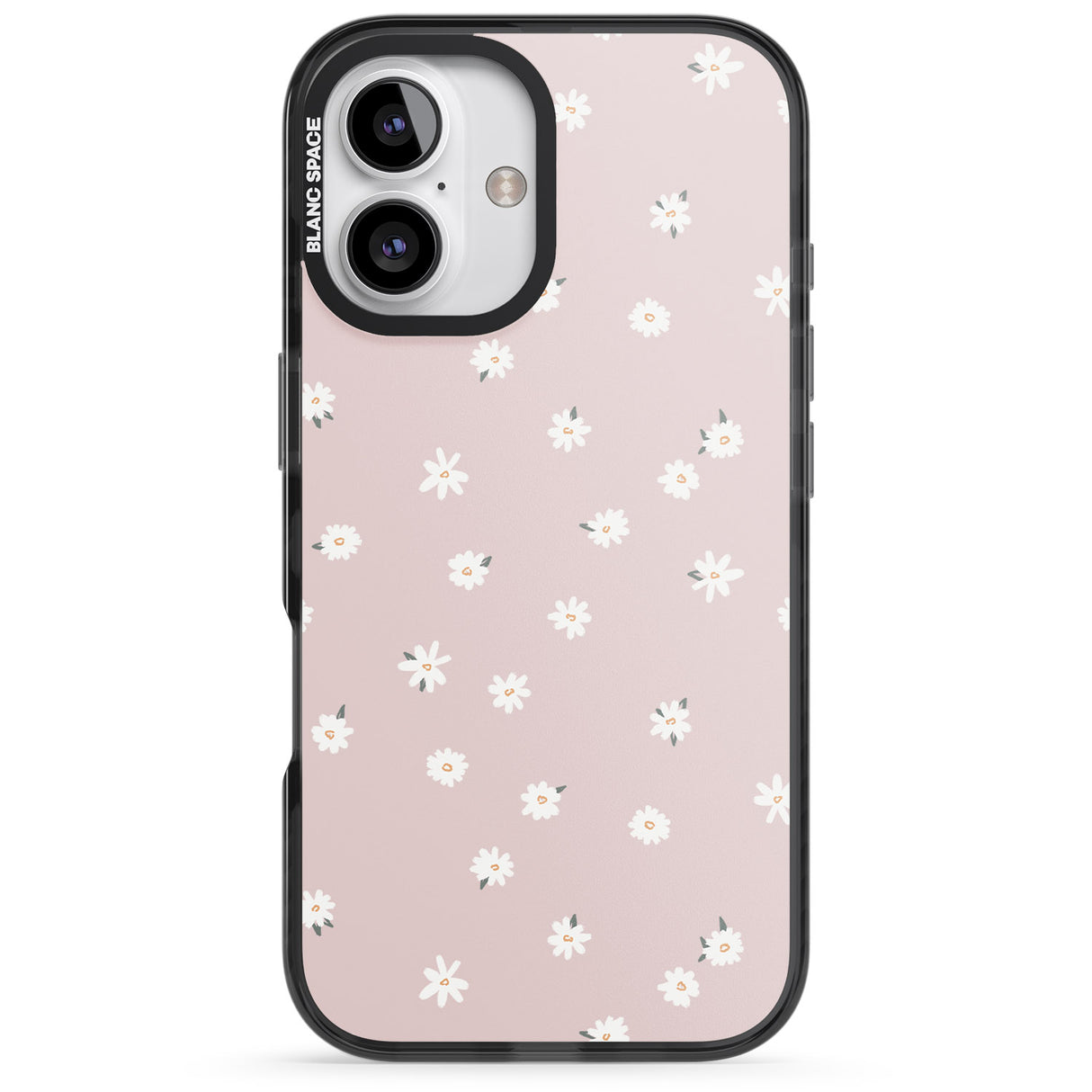 iPhone 16 Pro Max Painted Daises on Pink Black Impact Phone Case