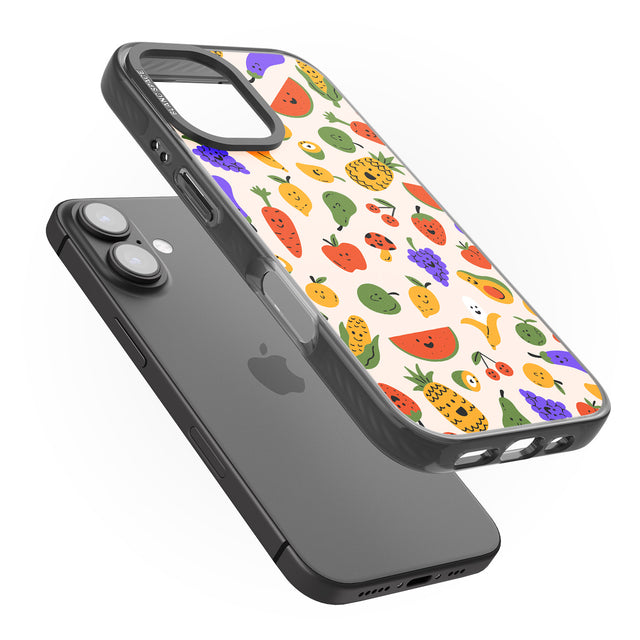 iPhone 16 Pro Max Mixed Kawaii Food Icons - Solid Black Impact Phone Case