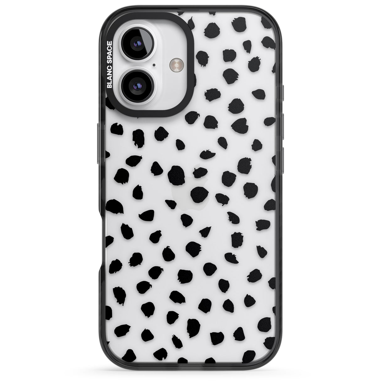 iPhone 16 Pro Max Black on Transparent Dalmatian Polka Dot Spots Black Impact Phone Case