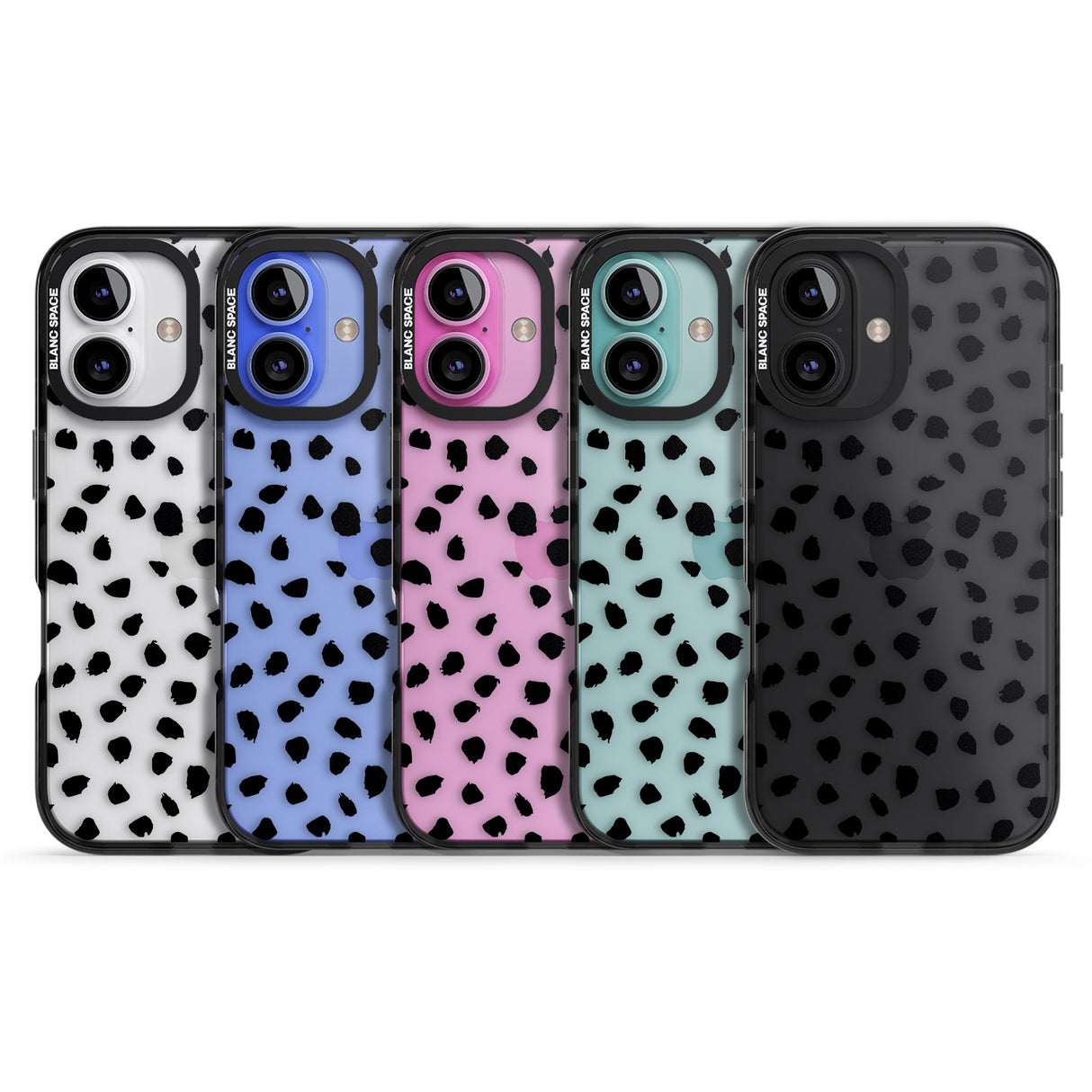 iPhone 16 Pro Max Black on Transparent Dalmatian Polka Dot Spots Black Impact Phone Case