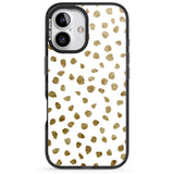 iPhone 16 Pro Max Gold Look on White Dalmatian Polka Dot Spots Black Impact Phone Case