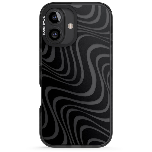 iPhone 16 Pro Max Abstract Waves Black Impact Phone Case