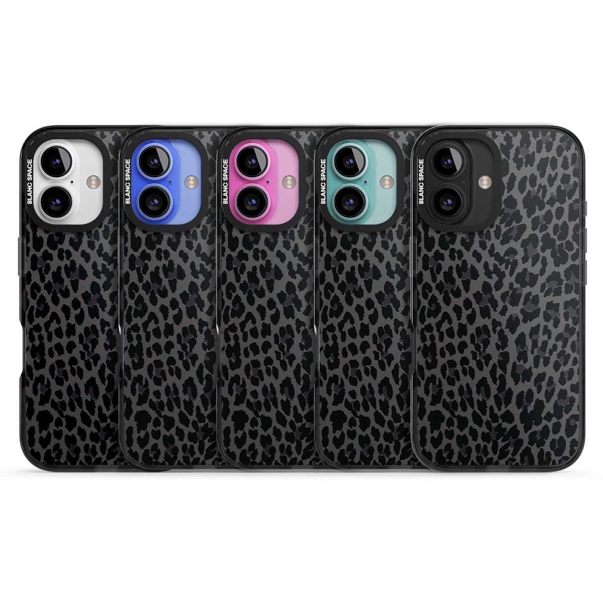 iPhone 16 Pro Max Dark Animal Print Pattern Small Leopard Black Impact Phone Case