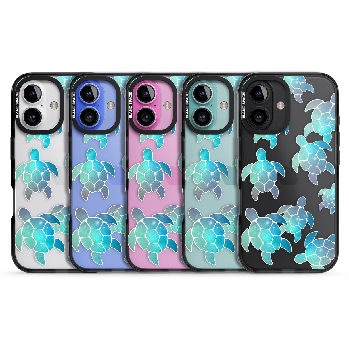 iPhone 16 Pro Max Aqua Space Turtles Black Impact Phone Case