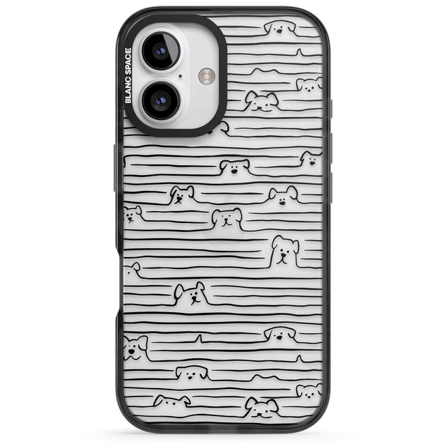 iPhone 16 Pro Max Dog Line Art - Black Black Impact Phone Case