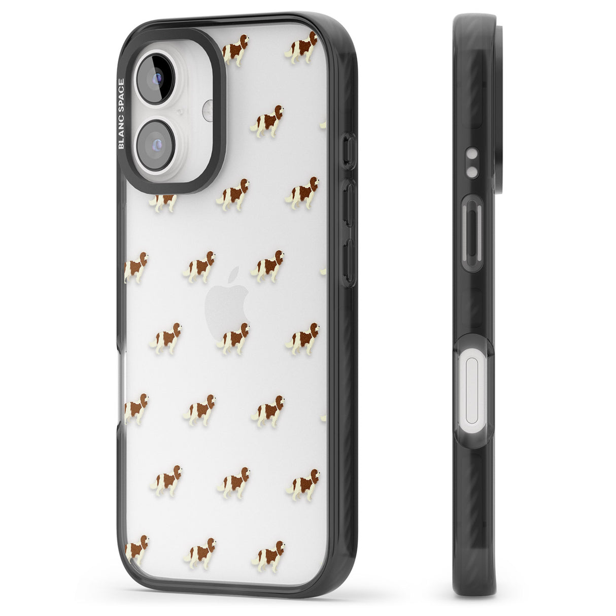 iPhone 16 Pro Max Cavalier King Charles Spaniel Pattern Clear Black Impact Phone Case