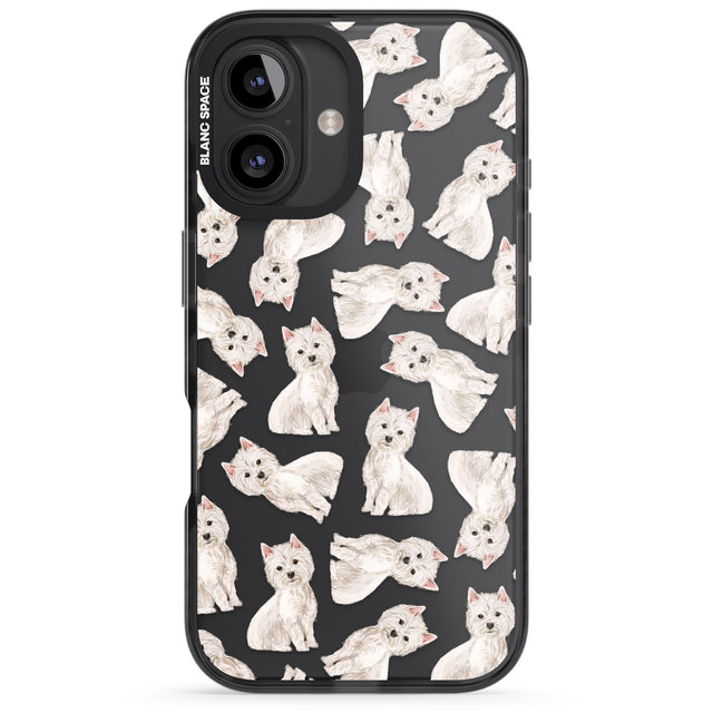 iPhone 16 Pro Max Westie Watercolour Dog Pattern Black Impact Phone Case