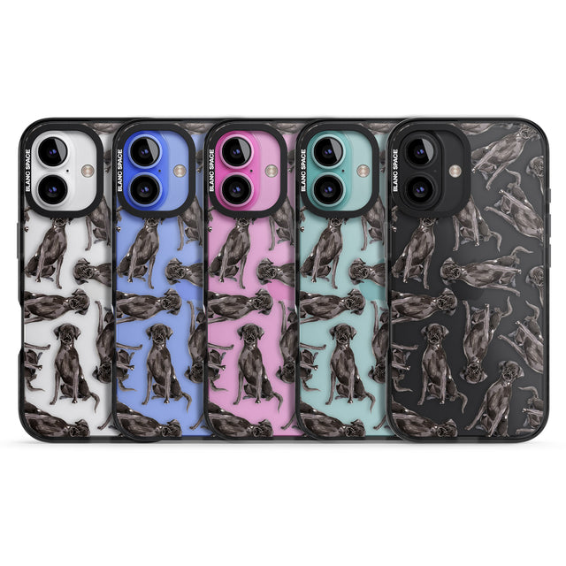 iPhone 16 Pro Max Black Labrador Watercolour Dog Pattern Black Impact Phone Case