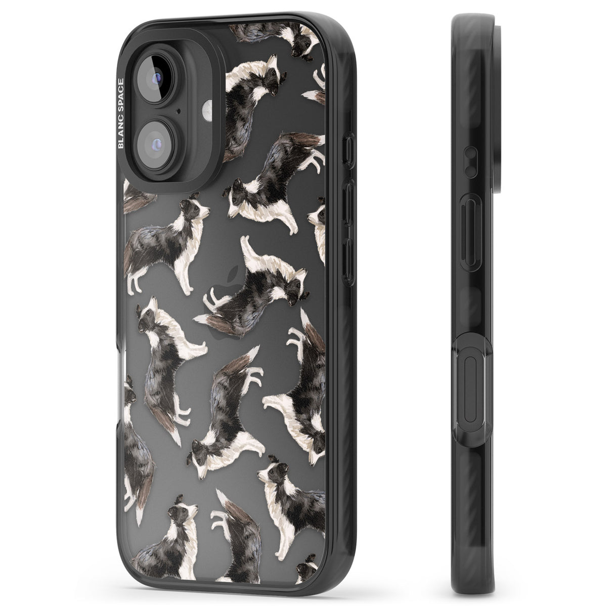 iPhone 16 Pro Max Border Collie Watercolour Dog Pattern Black Impact Phone Case