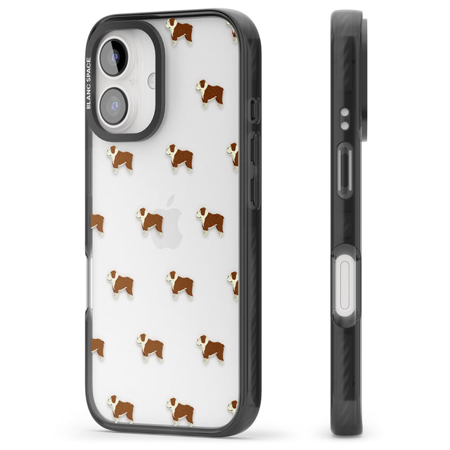 iPhone 16 Pro Max English Bulldog Dog Pattern Clear Black Impact Phone Case