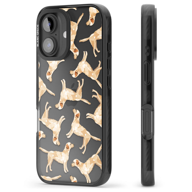 iPhone 16 Pro Max Yellow Labrador Watercolour Dog Pattern Black Impact Phone Case